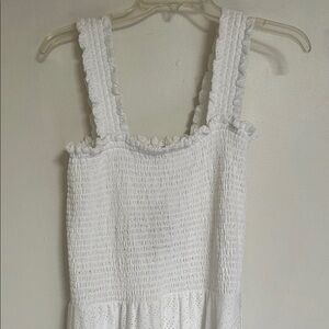 MICHAEL Michael Kors White Eyelet Lace Smocked Sleeveless Maxi  Dress M
